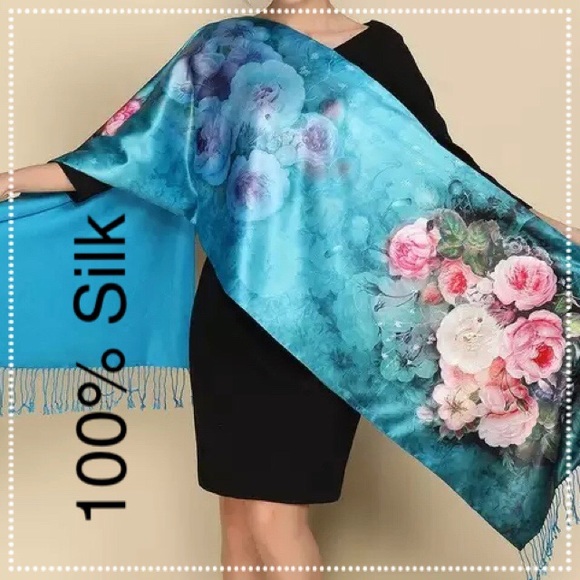 One LeftTop Rated New 100% Silk Double Sided Scarf - Picture 2 of 8